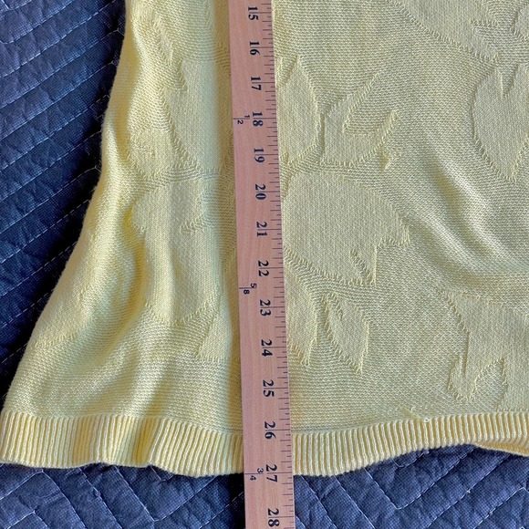 Soft Surroundings Sweater Womens Large Yellow Textured Floral Lightweight - Picture 8 of 10